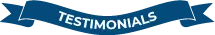 Testimonials header in blue banner
